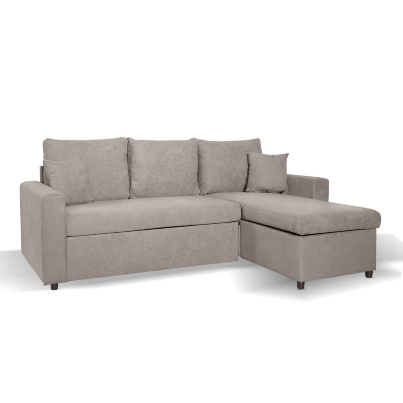 Divano con penisola reversibile funzione letto tessuto tortora 225x148x81H Golf