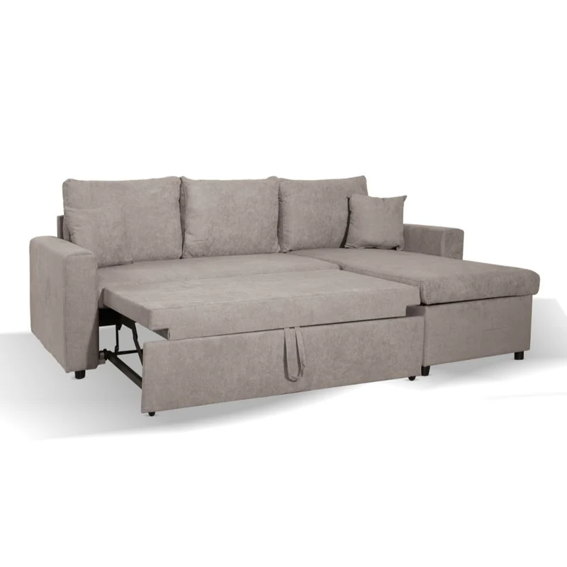 Divano con penisola reversibile funzione letto tessuto tortora 225x148x81H Golf