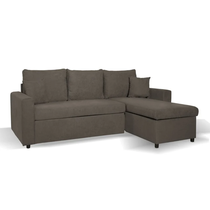 Divano con penisola reversibile e funzione letto tessuto khaki Enjoy09 225x148x91H Golf