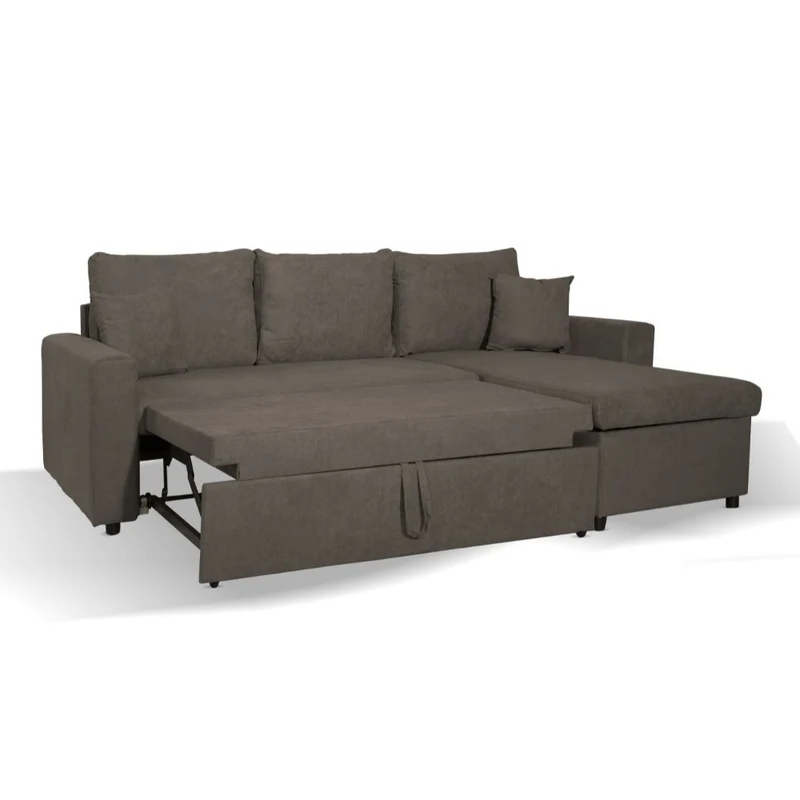 Divano con penisola reversibile e funzione letto tessuto khaki Enjoy09 225x148x91H Golf