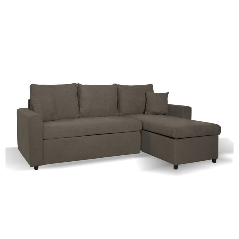 Divano con penisola reversibile e funzione letto tessuto khaki Enjoy09 225x148x91H Golf