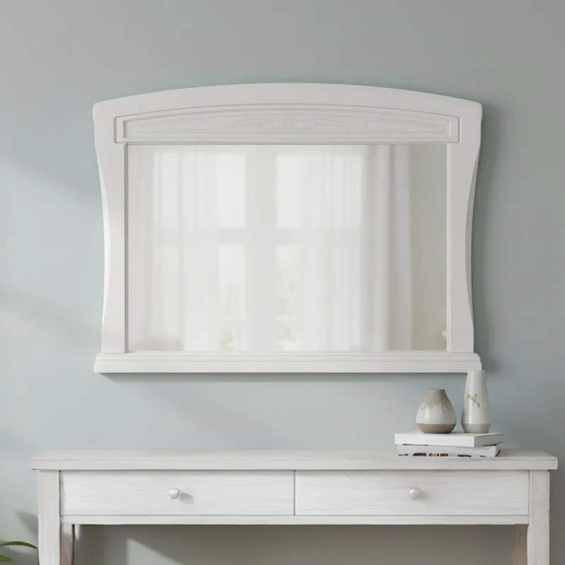 Specchiera in legno con cornice colore avorio Aurora