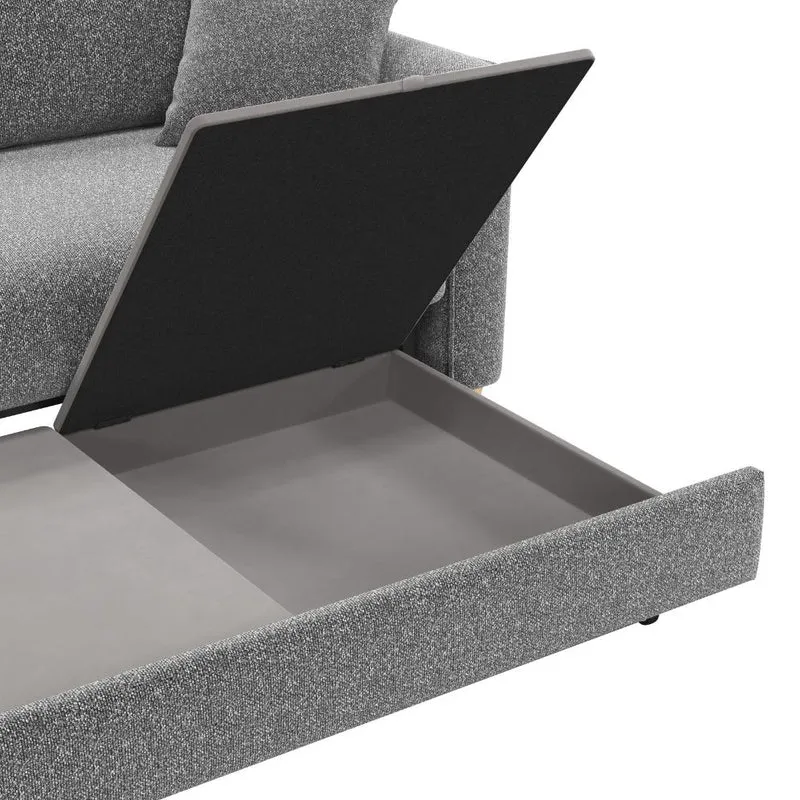 Divano 3 posti con letto estraibile e contenitore in tessuto grigio 180x93x97H Cosy