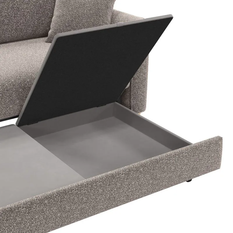 Divano 3 posti con letto estraibile e contenitore in tessuto tortora 180x93x97H Cosy