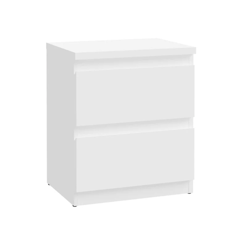 Comodino 2 cassetti colore bianco 41.8x32.2x49.3H Morgan