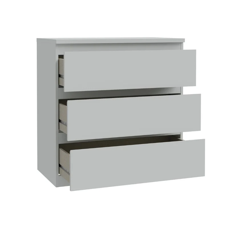 Cassettiera 3 cassetti colore grigio ghiaccio 77.2x42.2x80H Morgan