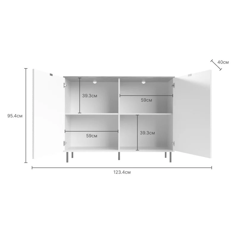 Credenza 2 ante design geometrico colore cashmere e top rovere Mirage01