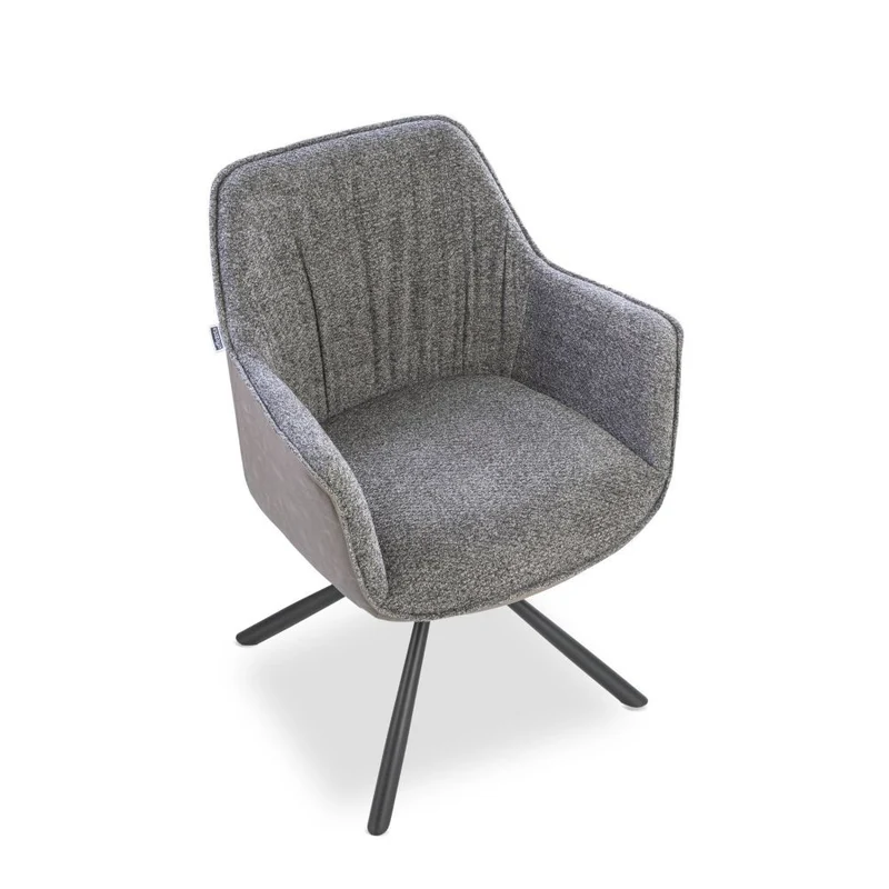 Set 2 sedie con braccioli tessuto grigio e retro ecopelle tortora Aseat