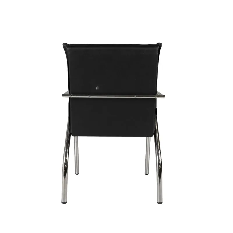 Sedia ufficio in ecopelle nera con base cromata Karisma