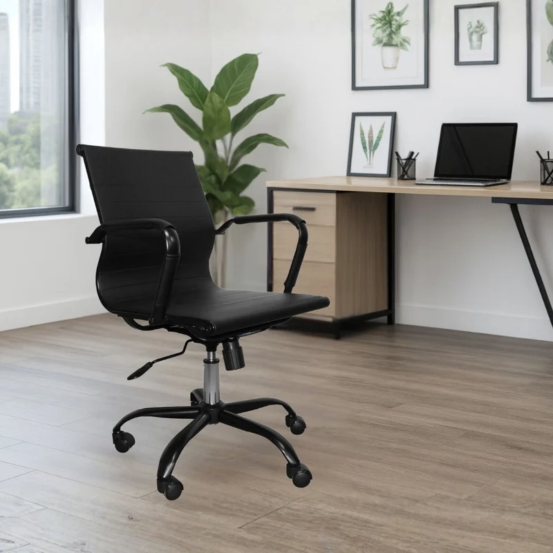 Poltrona ufficio con schienale ergonomico e ruote colore nero H91 Nuvia