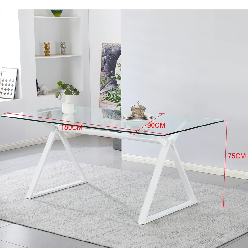 Tavolo da pranzo 150×90 cm in vetro temperato con gambe a cavalletto nere Skylar