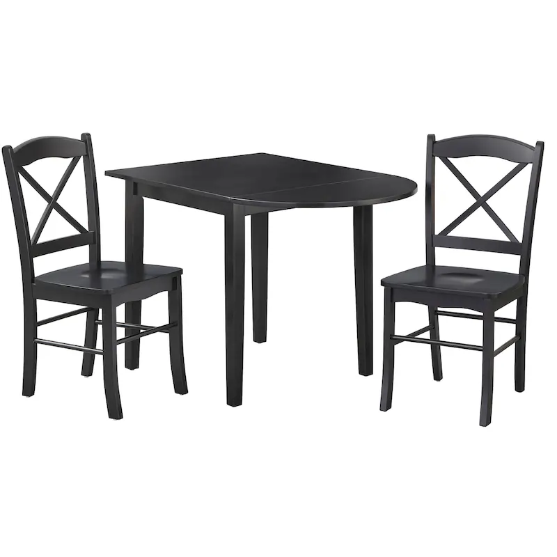 Ensemble de salle à manger 3 pièces avec table à rallonges style cottage rustique