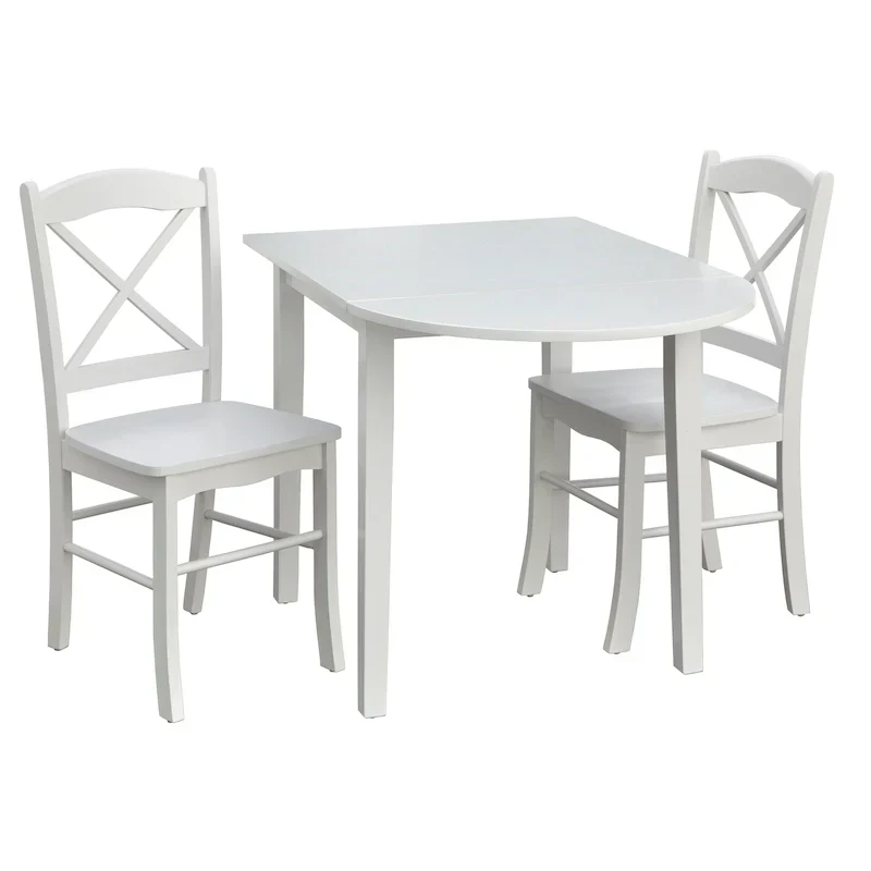 Ensemble de salle à manger 3 pièces avec table à rallonges style cottage rustique