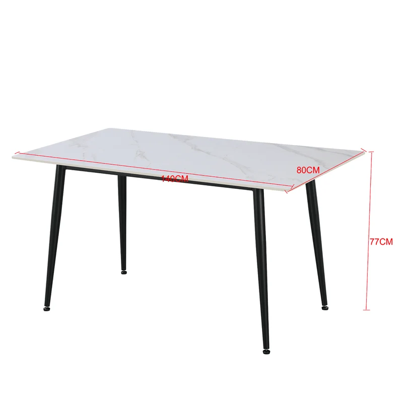 Tavolo da pranzo 140×80 cm in ceramica effetto marmo nero con venature oro e gambe nere Kilo