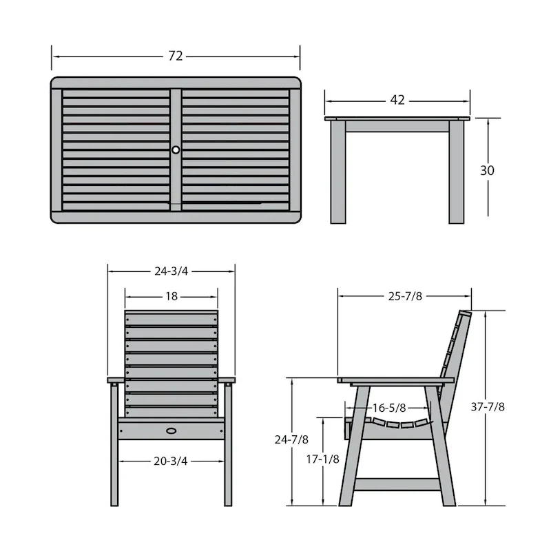 Ensemble de salle à manger d'extérieur 7 pièces HIGHWOOD PROFESSIONAL 42x72