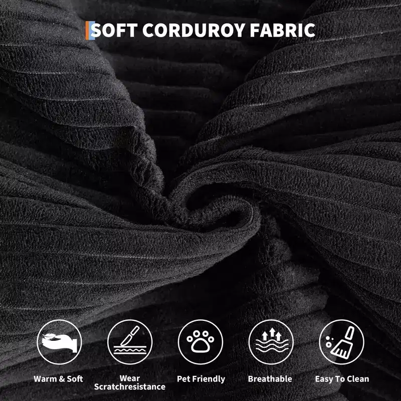 Canapé convertible, matelas pliant 5-en-1 de 78,8 po, cadre en acier à forme fixe, velours côtelé avec oreillers