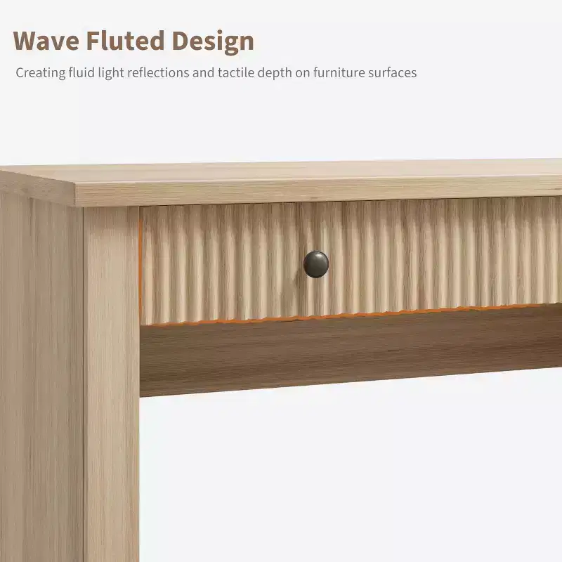 Meuble de rangement de bureau cannelé, bureau de direction moderne de 54 po avec station de recharge, bureau d'ordinateur en bois avec tiroirs classeurs pour bureau d'étude