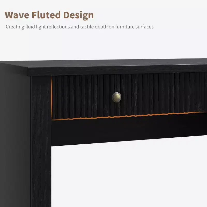 Meuble de rangement de bureau cannelé, bureau de direction moderne de 54 po avec station de recharge, bureau d'ordinateur en bois avec tiroirs classeurs pour bureau d'étude
