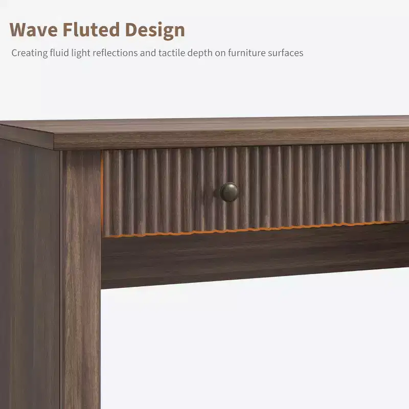 Meuble de rangement de bureau cannelé, bureau de direction moderne de 54 po avec station de recharge, bureau d'ordinateur en bois avec tiroirs classeurs pour bureau d'étude