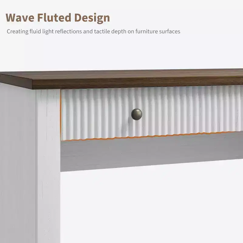 Meuble de rangement de bureau cannelé, bureau de direction moderne de 54 po avec station de recharge, bureau d'ordinateur en bois avec tiroirs classeurs pour bureau d'étude