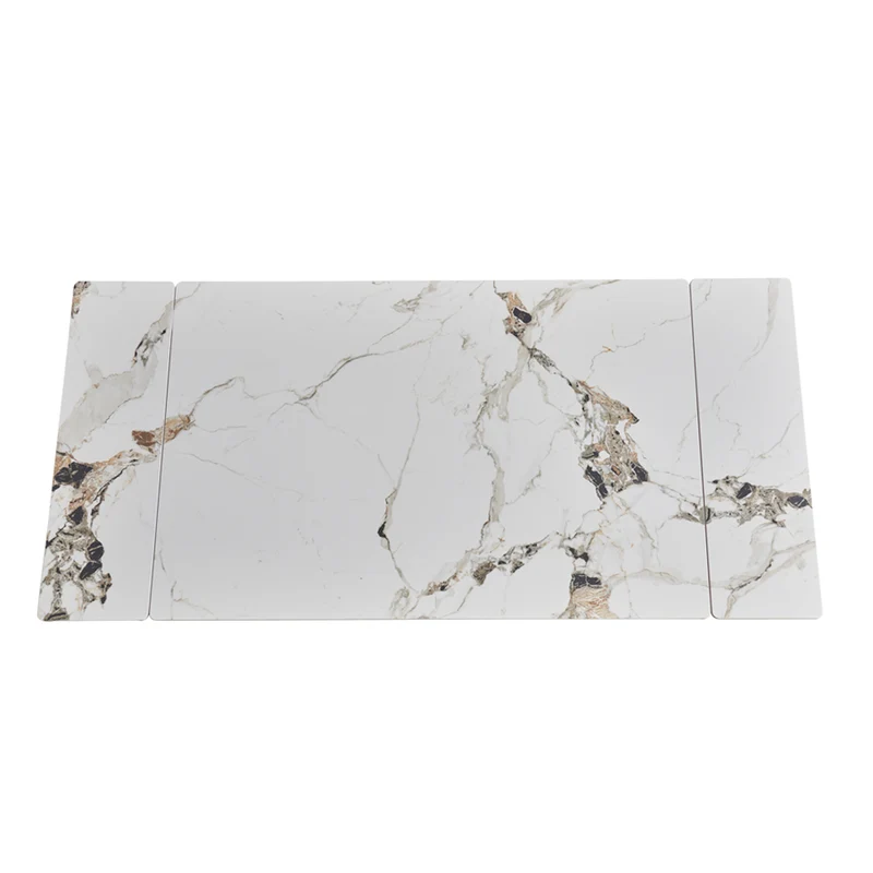 Tavolo allungabile 120x85 con piano in ceramica effetto marmo bianco e gambe nere Expandia