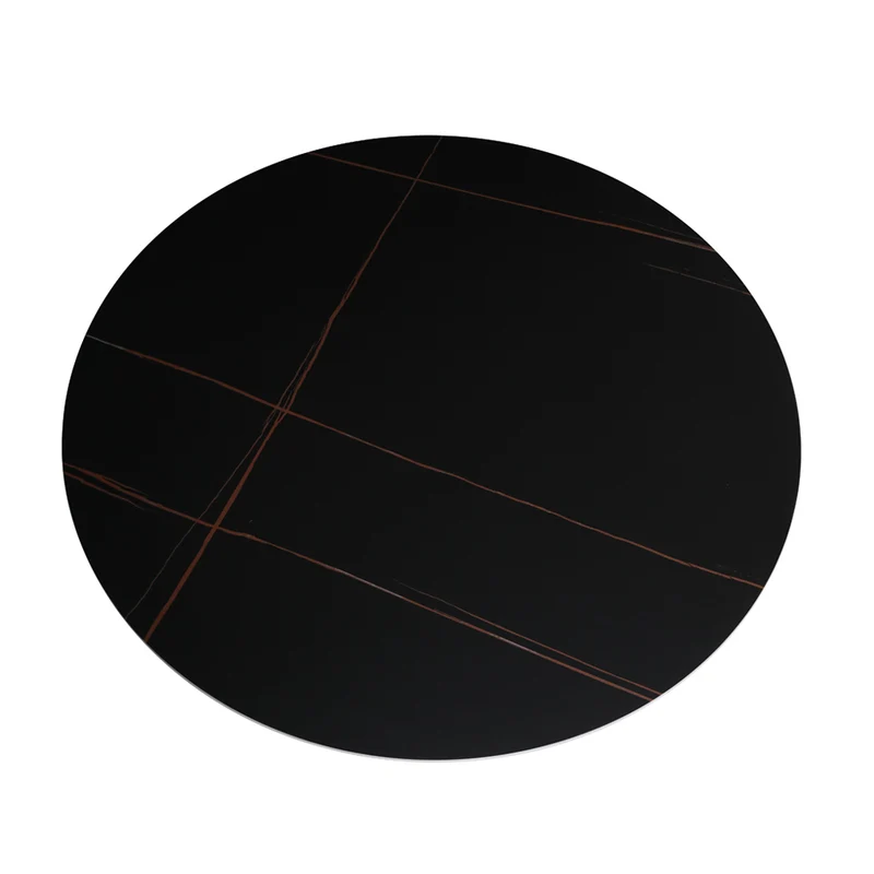 Tavolo rotondo Ø120 con piano in ceramica nero opaco e struttura nera Aurora