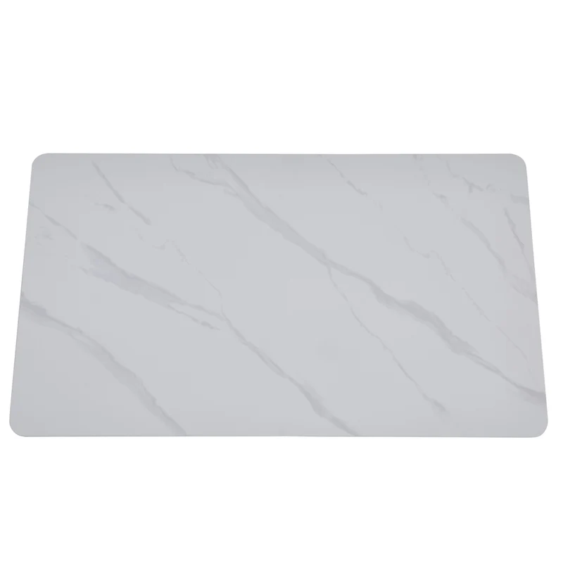 Tavolo rettangolare con piano in ceramica bianco lucido e struttura nera Megalit