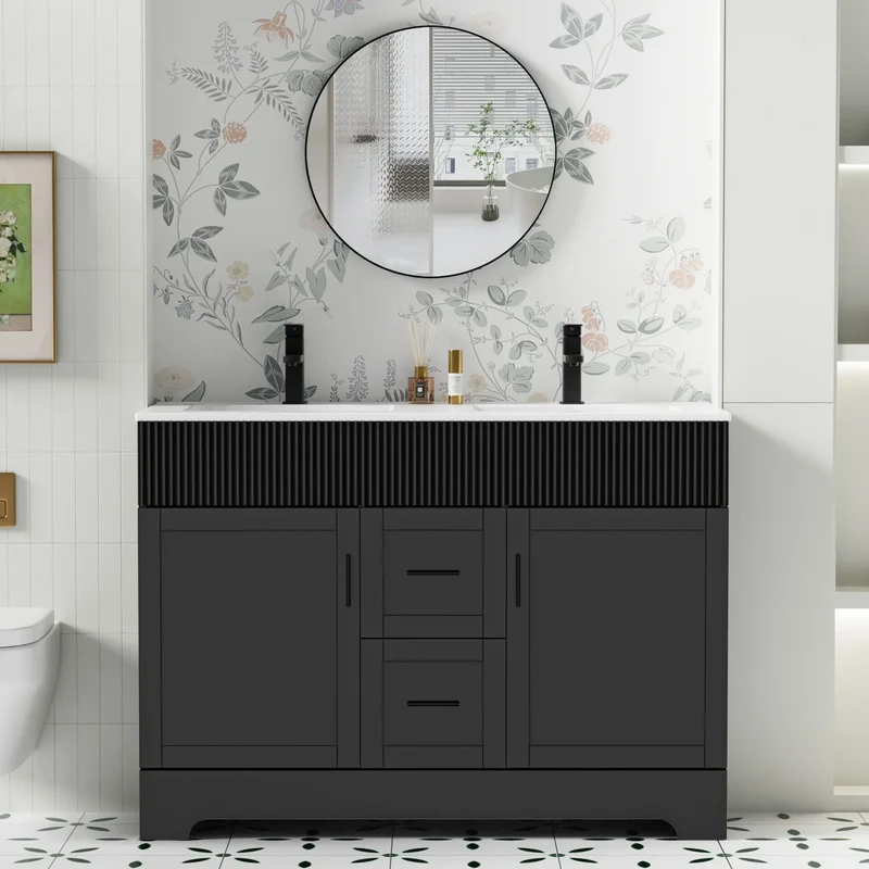 Meuble-lavabo de salle de bain Wavy Line 30/36/48 avec évier et robinet