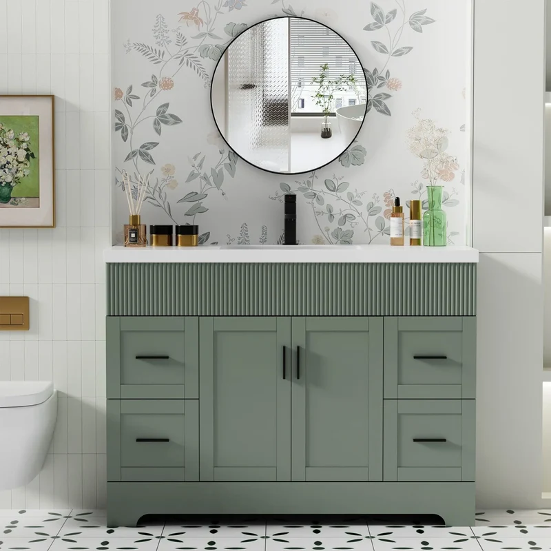 Meuble-lavabo de salle de bain Wavy Line 30/36/48 avec évier et robinet