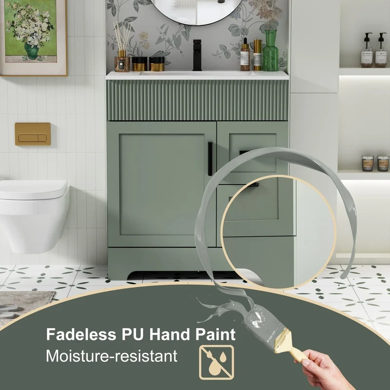 Meuble-lavabo de salle de bain Wavy Line 30/36/48 avec évier et robinet