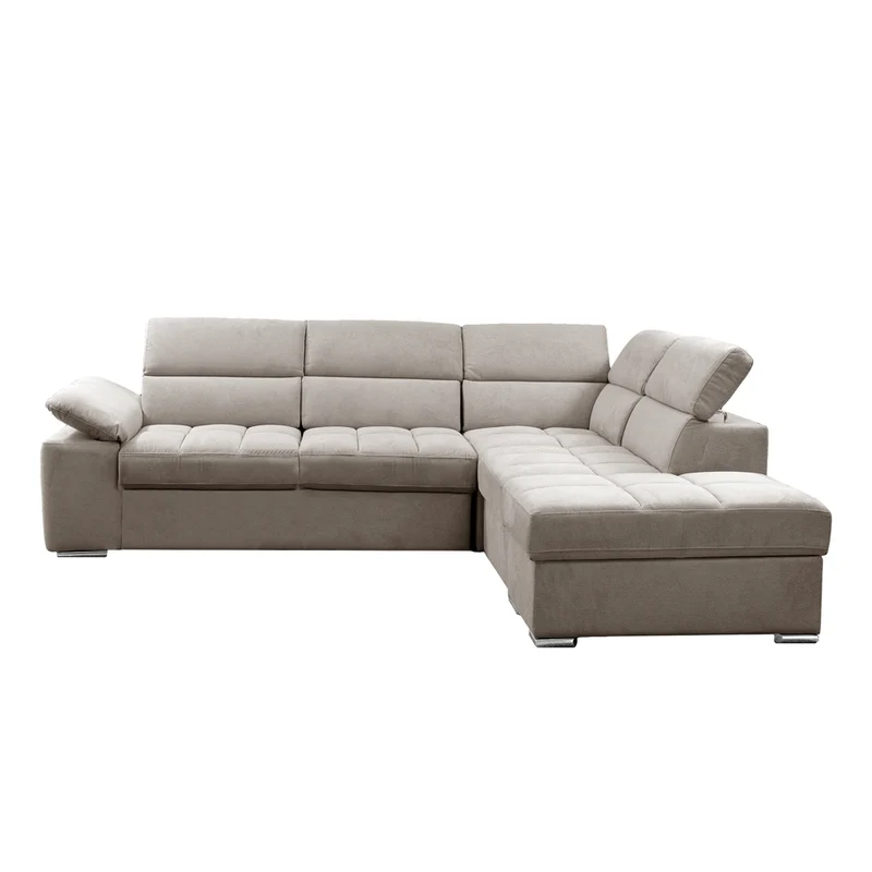 Divano letto angolare reversibile con pouf contenitore tortora Capri