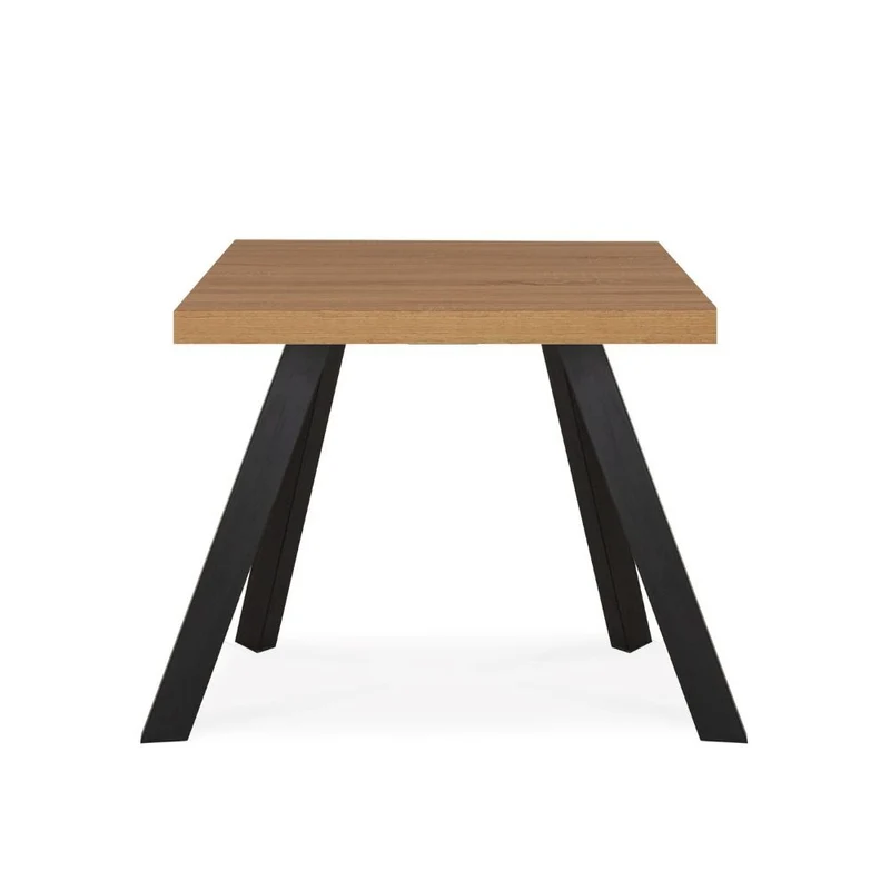 Tavolo fisso 80x80x74H con piano teak e struttura in acciaio antracite Marburg