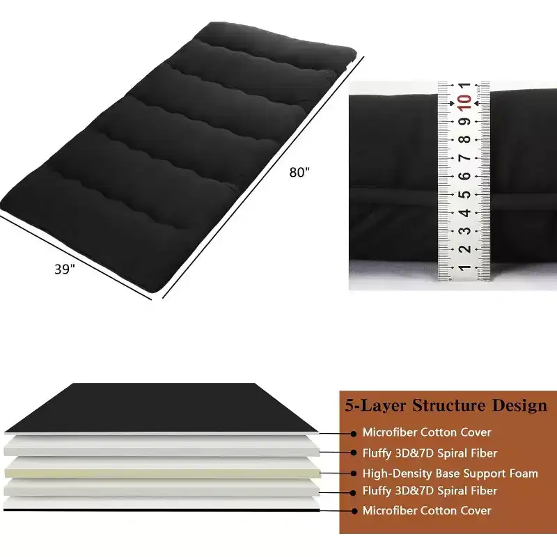 Matelas Futon Japonais, Matelas de Sol Pliable, Tapis Tatami pour Maison, Matelas de Camping