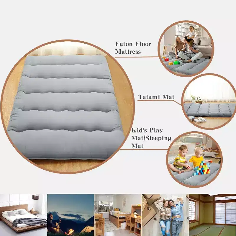 Matelas Futon Japonais, Matelas de Sol Pliable, Tapis Tatami pour Maison, Matelas de Camping