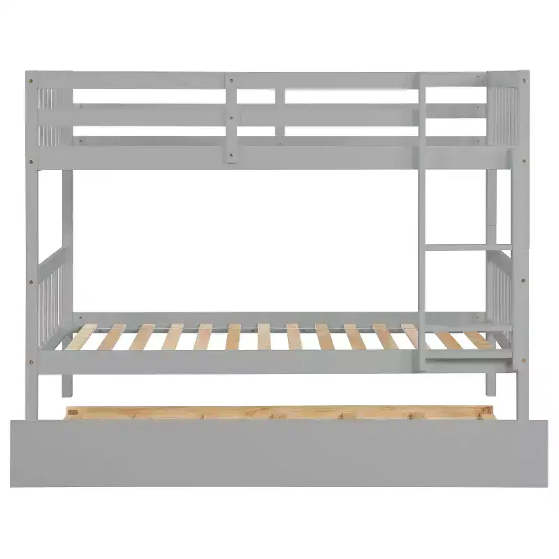 Lit superposé moderne en bois, double sur double avec lit gigogne, convertible en 2 lits