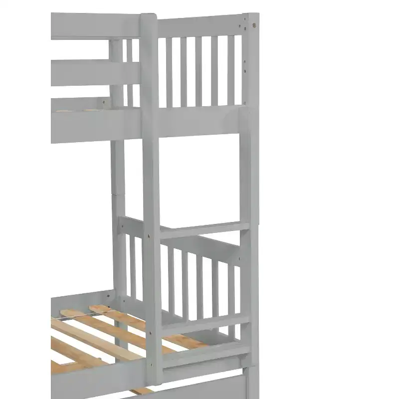 Lit superposé moderne en bois, double sur double avec lit gigogne, convertible en 2 lits