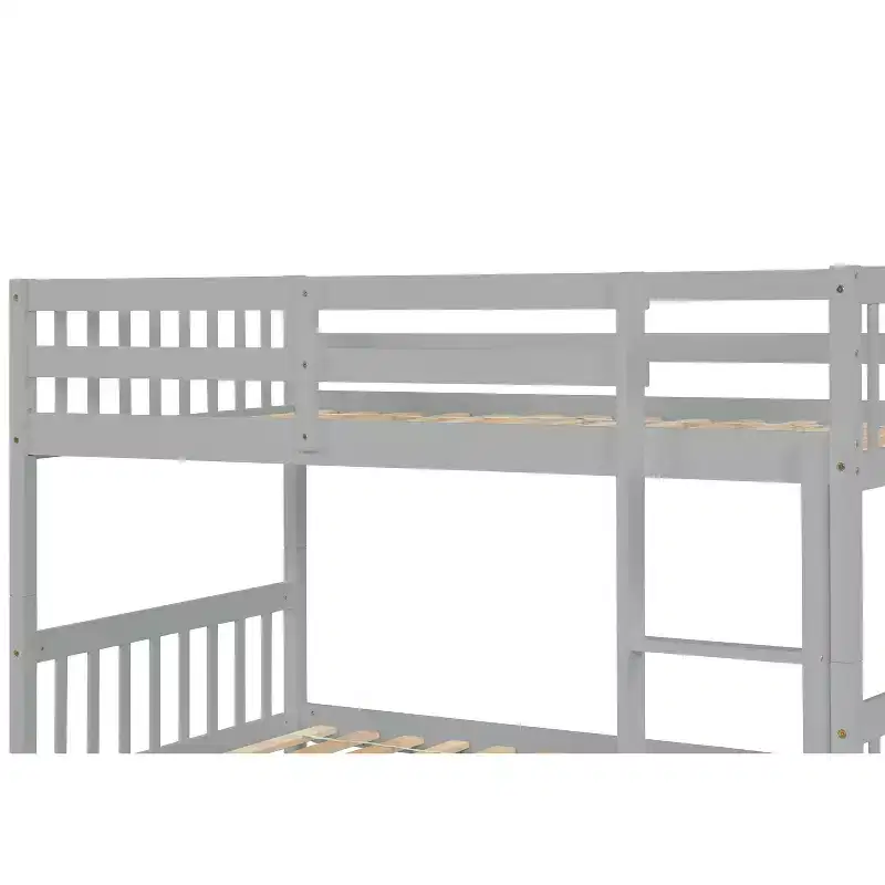 Lit superposé moderne en bois, double sur double avec lit gigogne, convertible en 2 lits