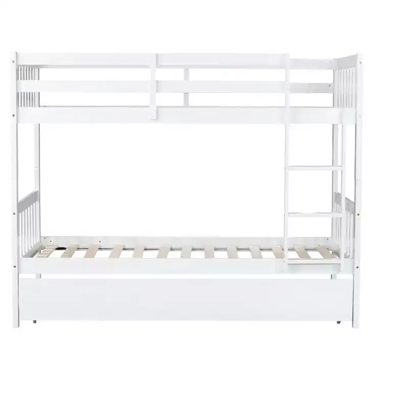 Lit superposé moderne en bois, double sur double avec lit gigogne, convertible en 2 lits