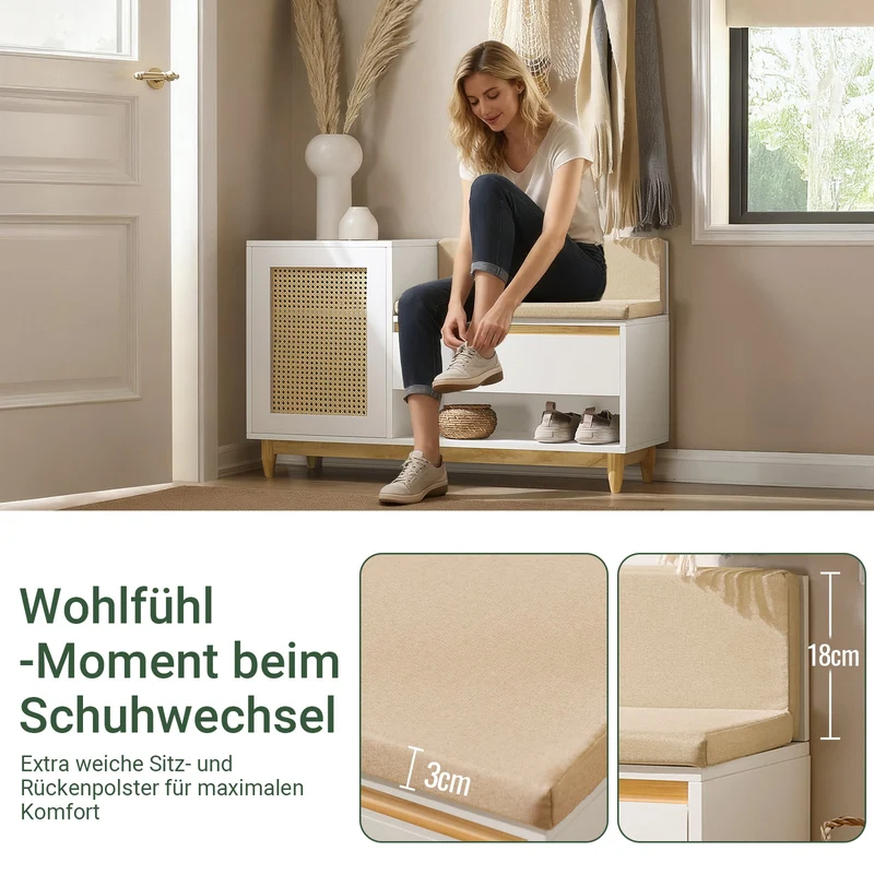 SoBuy | Garderobenbank | Sitzbank | Dielenbank | Schuhbank | Schuhregal | FSR128-W
