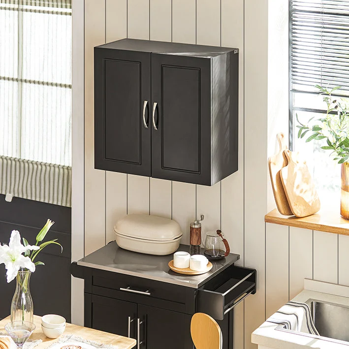 SoBuy | Wandschrank | Hängeschrank | Badschrank Schwarz | Medizinschrank | FRG231-SCH