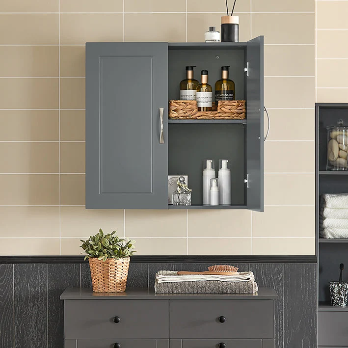 SoBuy | Wandschrank | Hängeschrank | Badschrank Grau | Medizinschrank | FRG231-DG