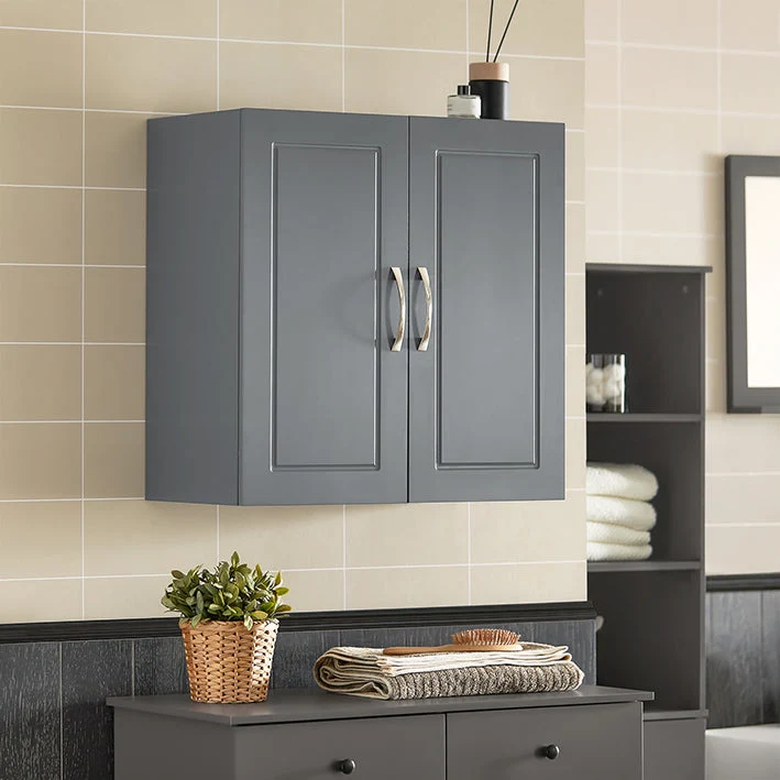 SoBuy | Wandschrank | Hängeschrank | Badschrank Grau | Medizinschrank | FRG231-DG