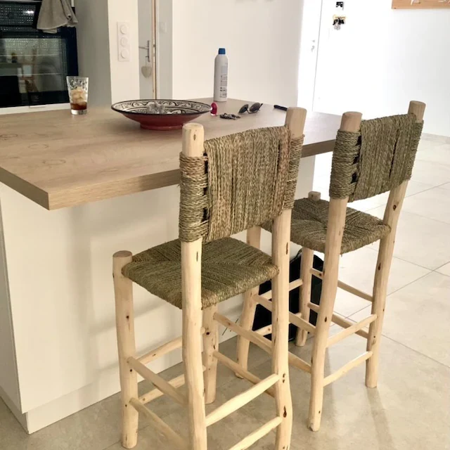 lot de 6 chaises de bar en bois de citronnier