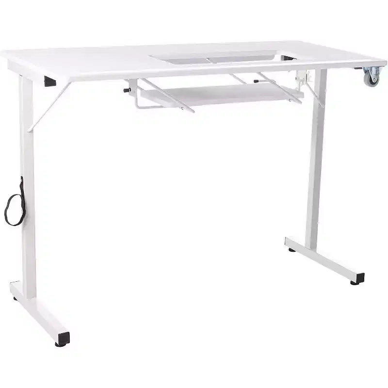 SewingRite SewStation 101 Table de couture pliante portable avec pieds en acier, blanc – Parfaite pour la maison, le bureau et les entreprises