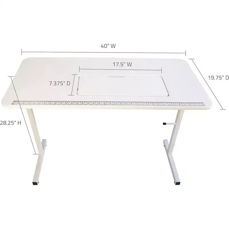 SewingRite SewStation 101 Table de couture pliante portable avec pieds en acier, blanc – Parfaite pour la maison, le bureau et les entreprises