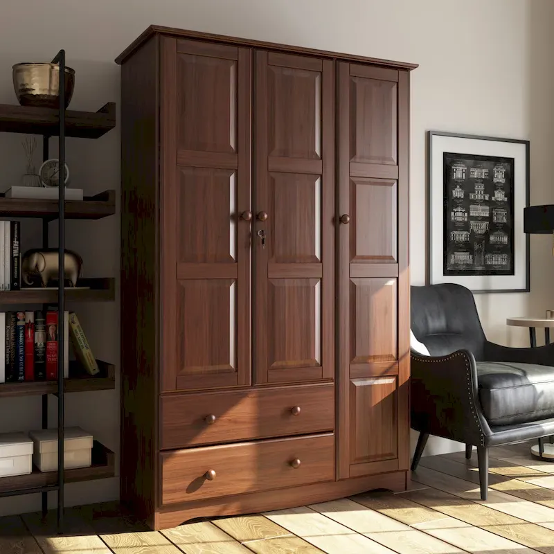 Armoire 3 portes - Blanc/Moka/Java - Bois massif