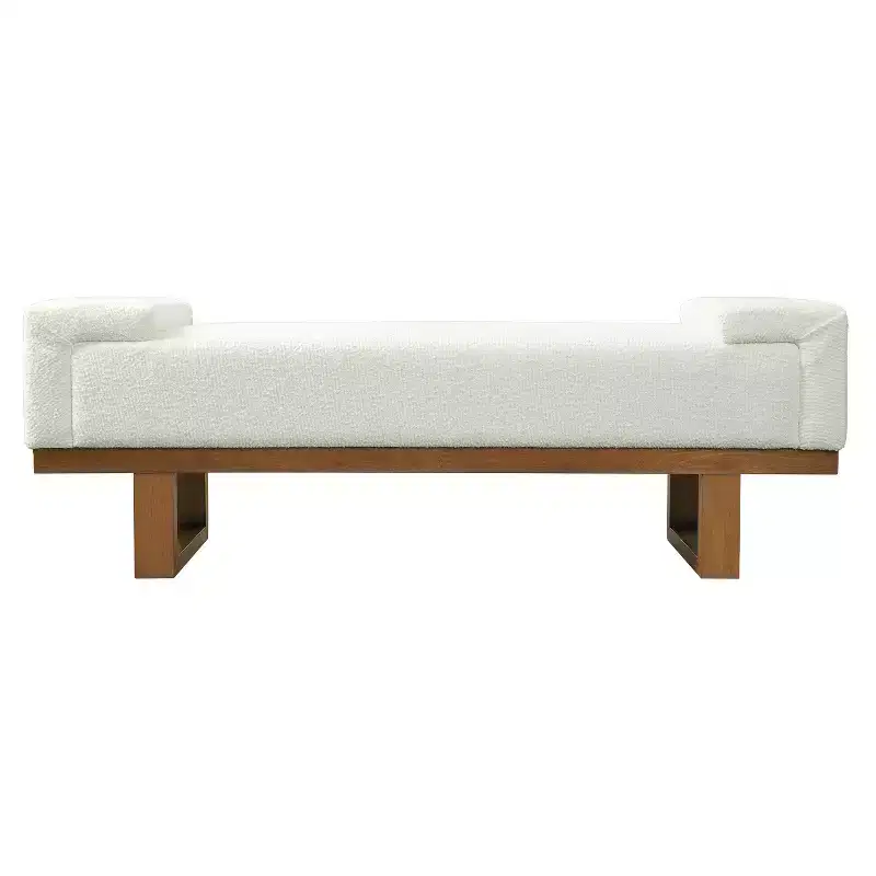 Banc rembourré Paulina moderne en bois d'hévéa et tissu bouclé Christopher Knight Home