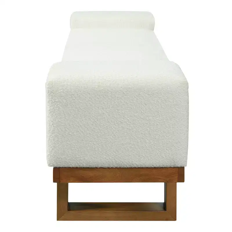 Banc rembourré Paulina moderne en bois d'hévéa et tissu bouclé Christopher Knight Home