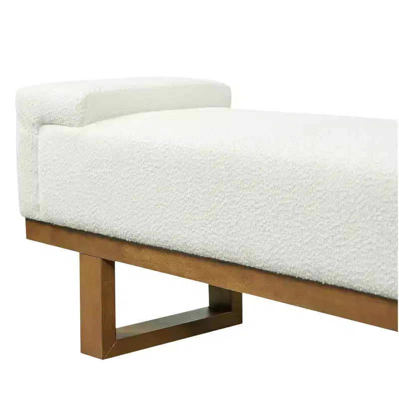 Banc rembourré Paulina moderne en bois d'hévéa et tissu bouclé Christopher Knight Home