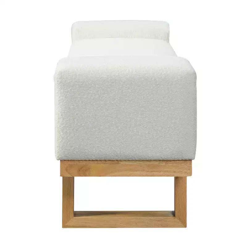 Banc rembourré Paulina moderne en bois d'hévéa et tissu bouclé Christopher Knight Home